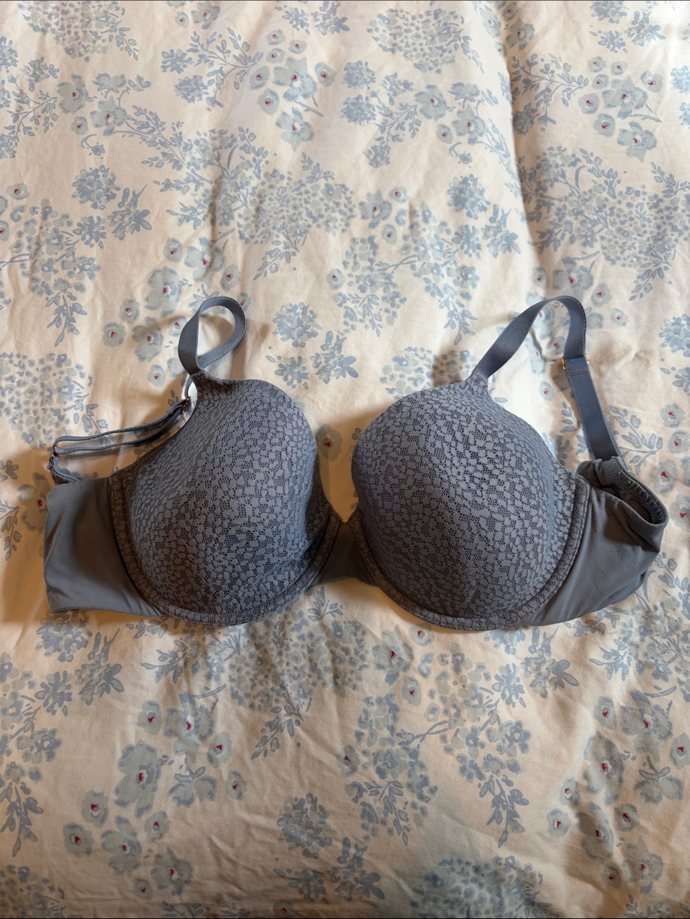 Natori Lace-Detail Padded Bra - Gray